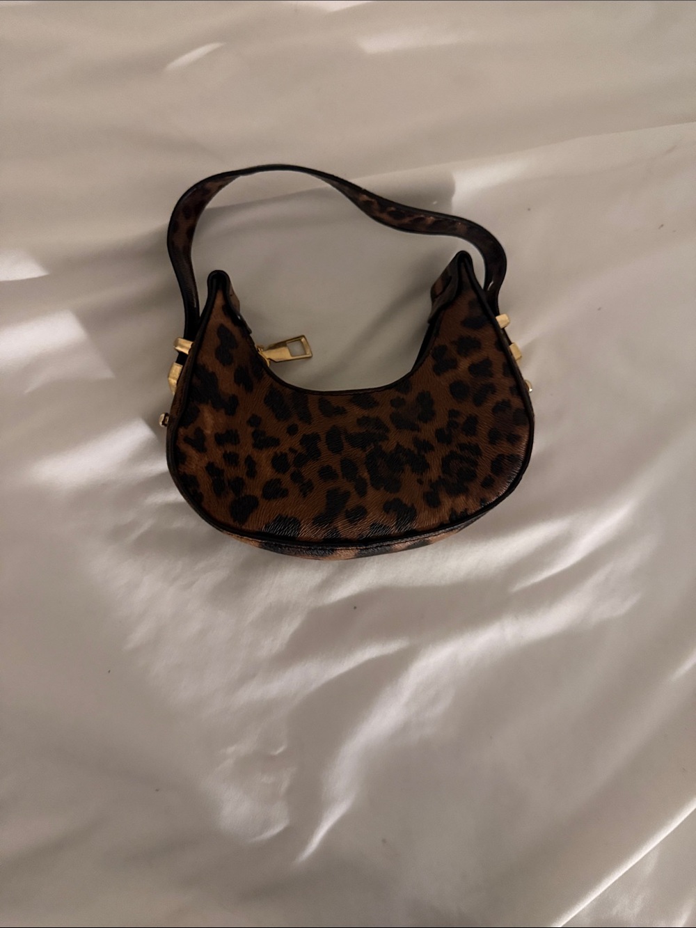 Source Unknown Leopard Print Crescent Shoulder Bag - Brown